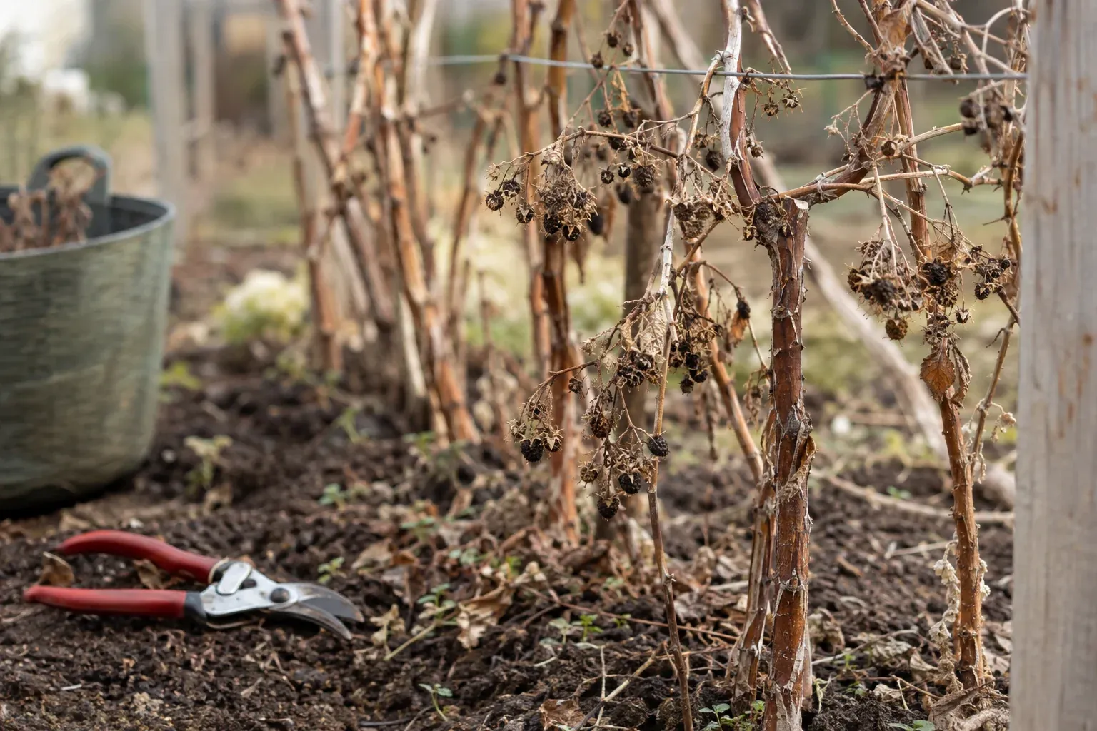 Abgetragene Himbeerruten erkennen