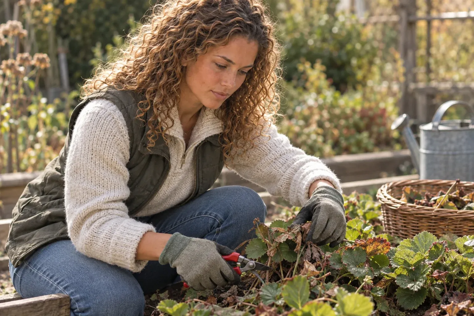 Erdbeeren schneiden: der Rückschnitt vor dem Winter