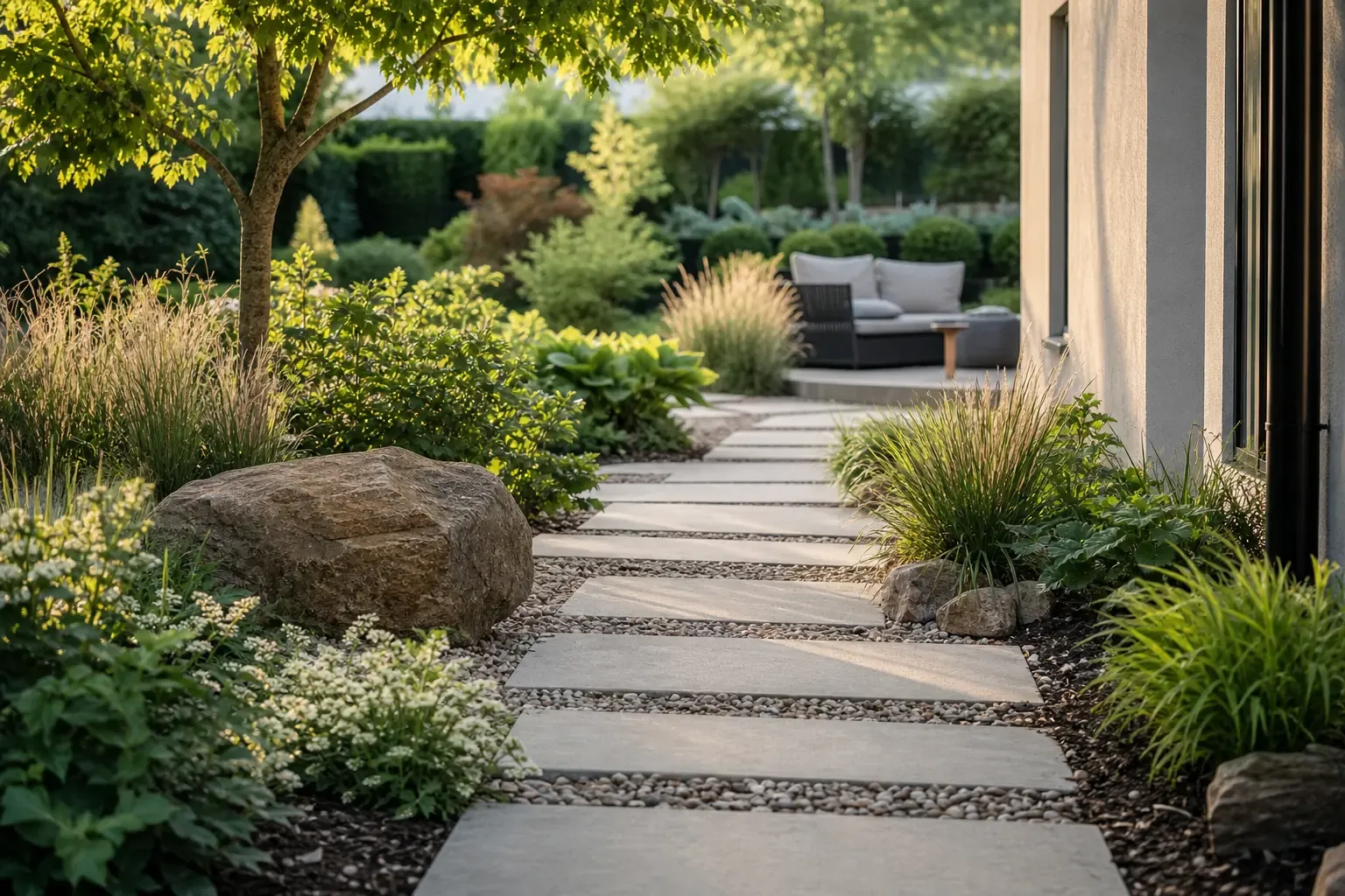 Gartenweg als Gestaltungselement im Gesamtkonzept