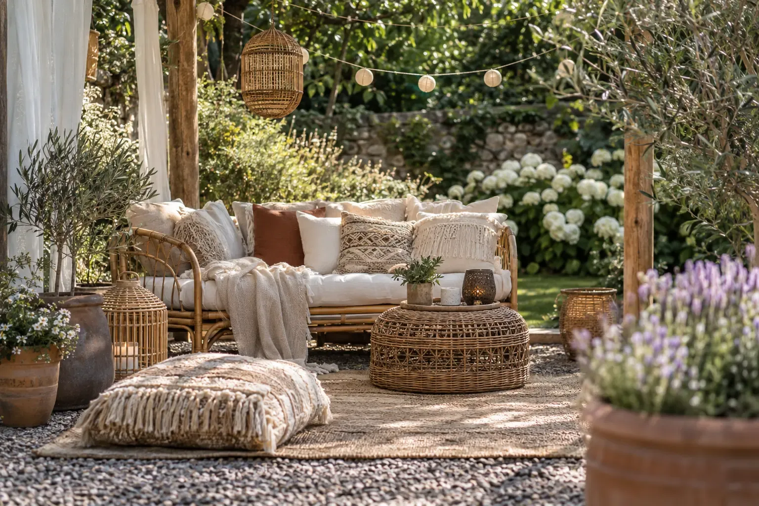 Wie gelingt eine Boho Style Sitzecke im Garten?