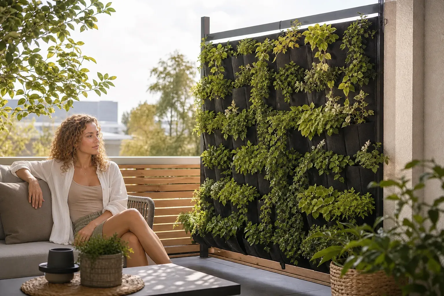 Idee 6: Vertikaler Garten als Sichtschutz auf der Terrasse