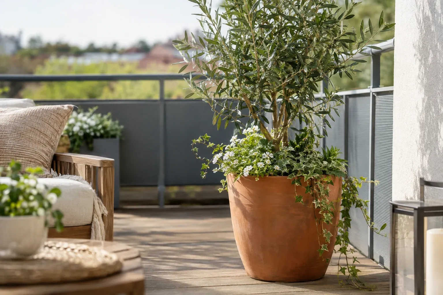 Kann der Kübel auf Balkon oder Terrasse bleiben?