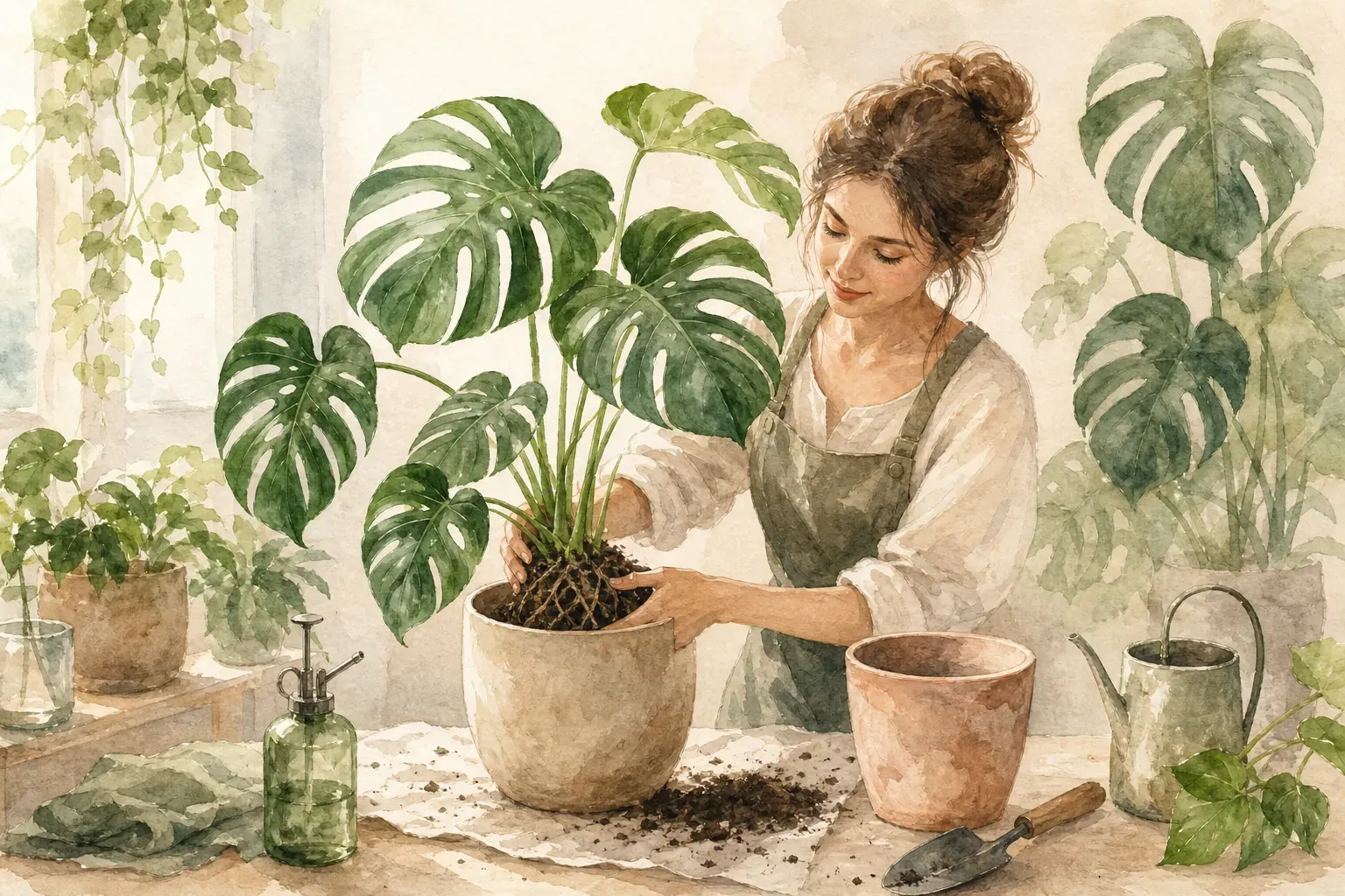 Monstera pflegen und umtopfen: Standort Erde und Pflege