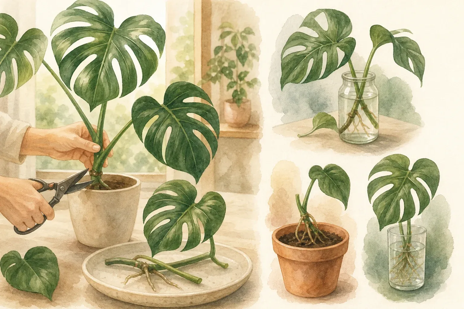 Monstera schneiden und vermehren: Ableger und Stecklinge