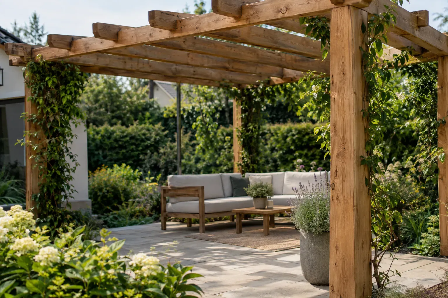 Pergola aus Holz: natürlich, aber pflegeintensiv