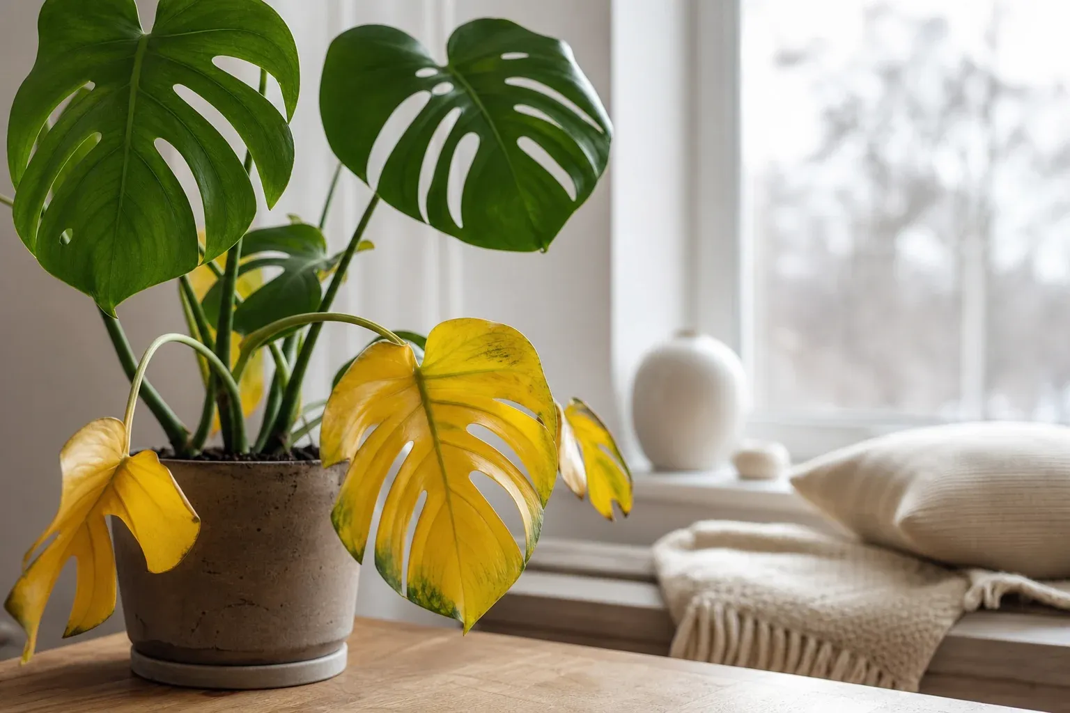Saisonale Ursachen: Monstera gelbe Blätter im Winter