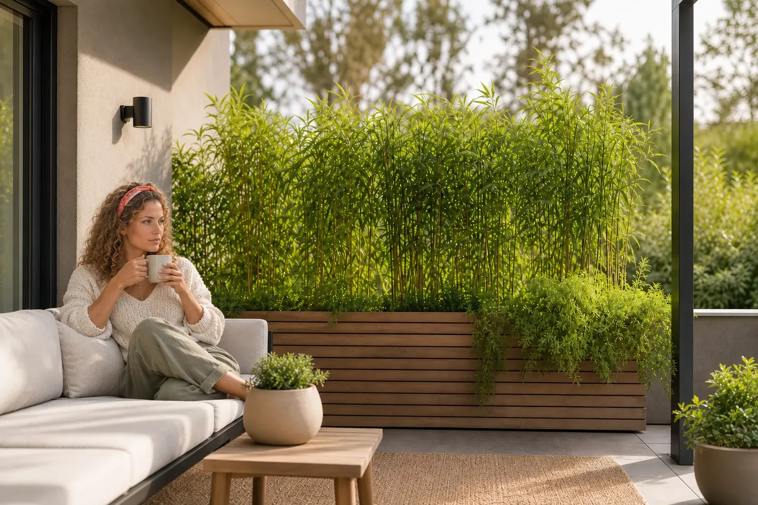 Sichtschutz für die Terrasse mit Pflanzen