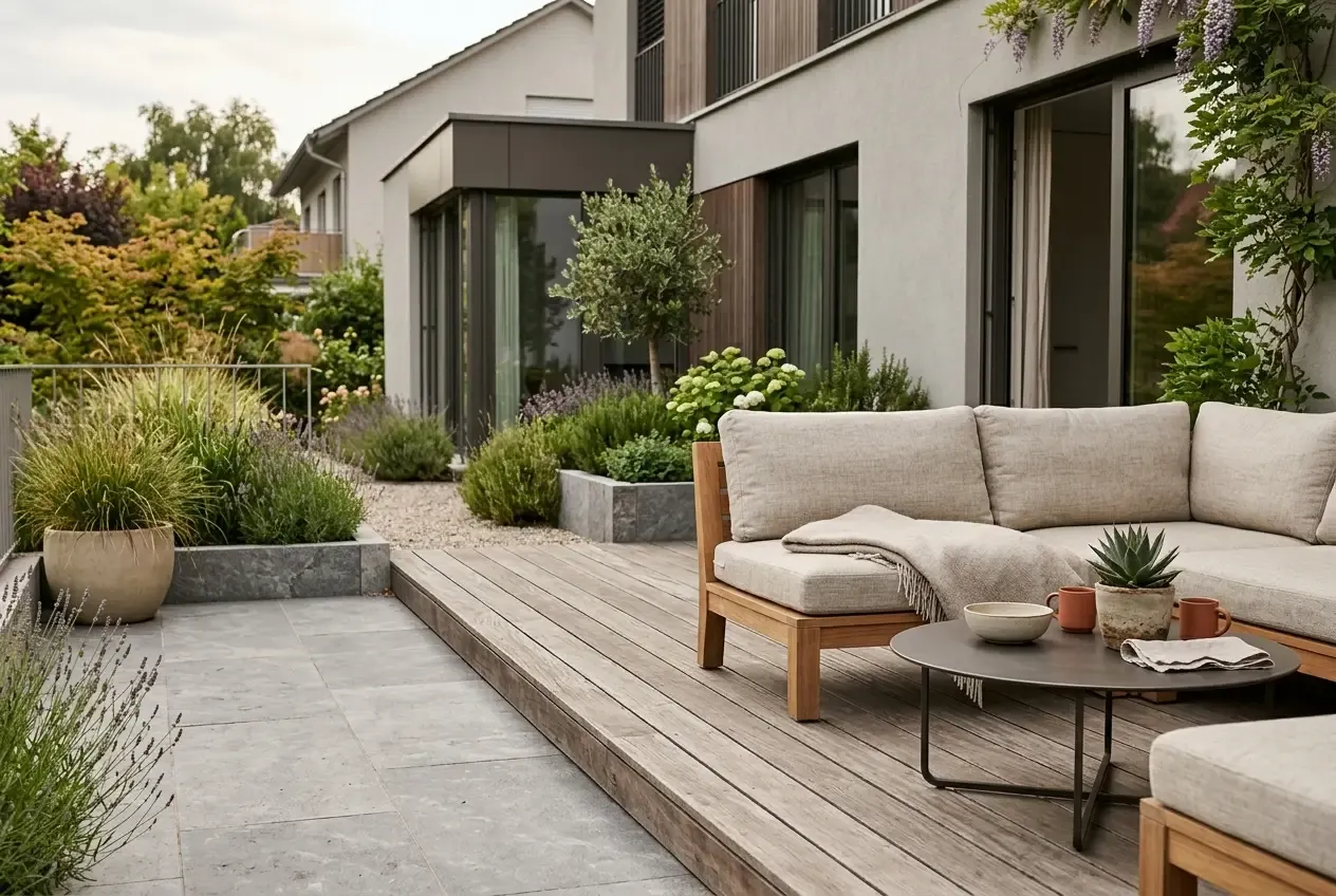 Terrassengestaltung modern: Materialien, Farben und klare Linien