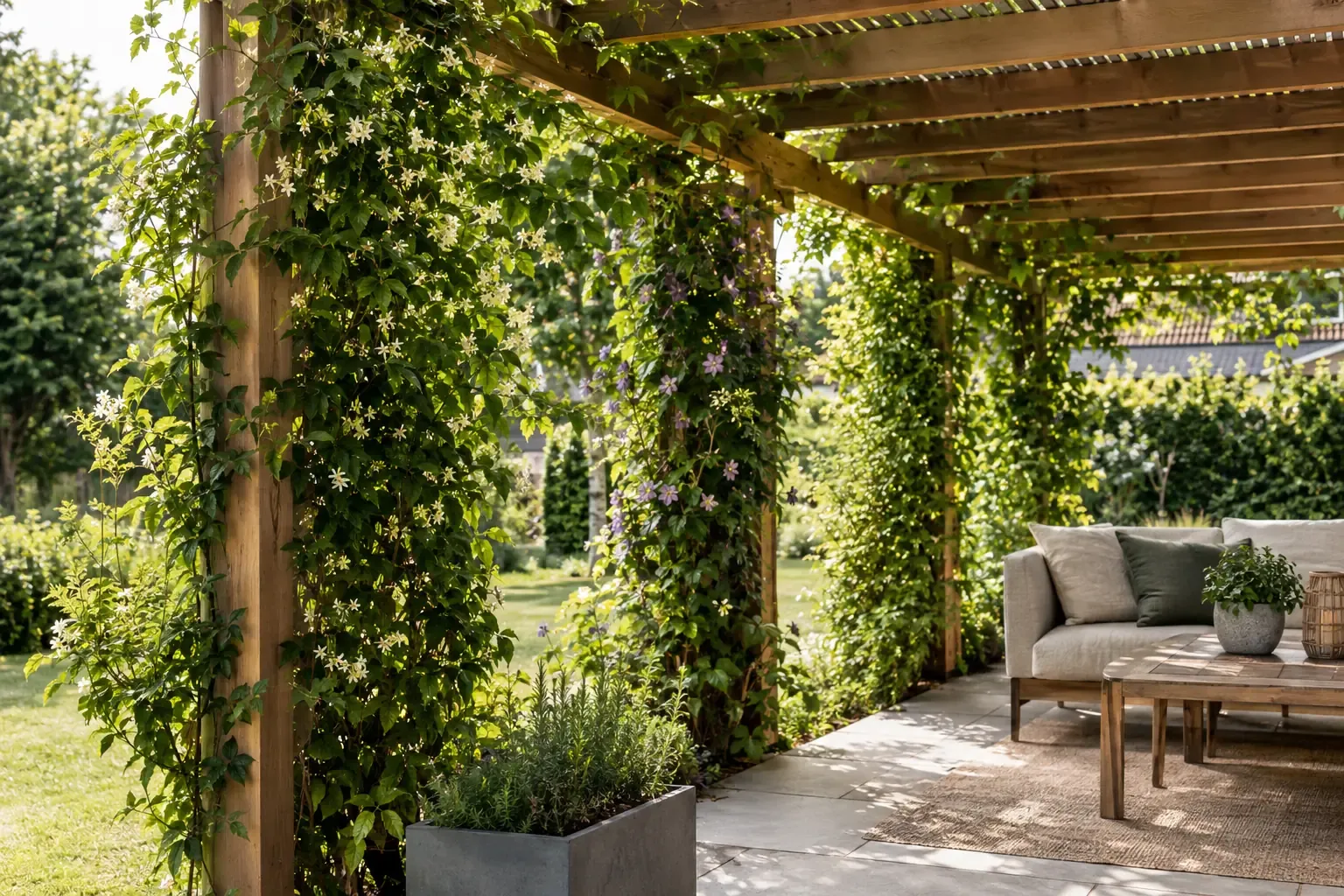 Welche Kletterpflanzen machen die Pergola zum Sichtschutz?
