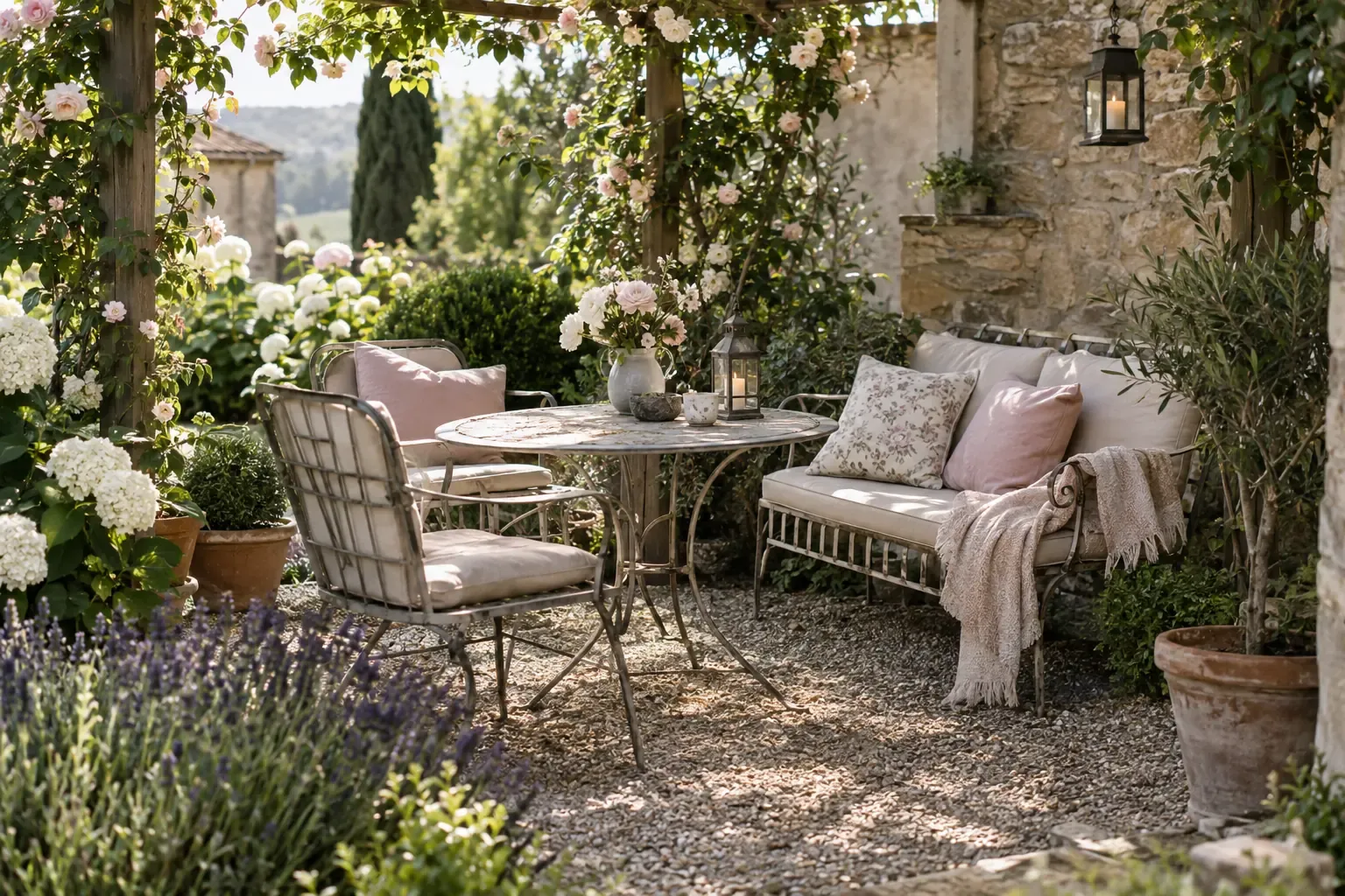 Welche Möbel passen zur romantischen Sitzecke im Garten?